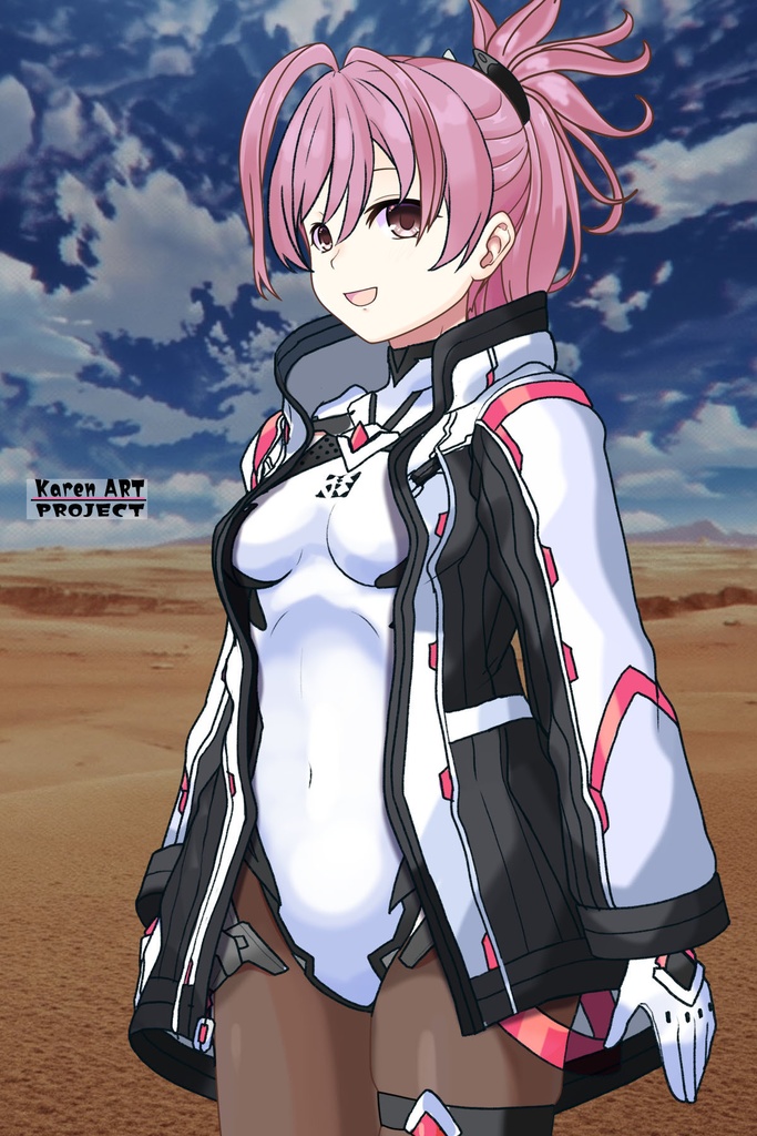 カレンちゃん+ダネルのパイロットスーツ【楽園追放 心のレゾナンス-05】 Helmet Version 斜め前 Diagonal front angle Karen is wearing Danel's PilotSuit【Expelled from Paradise: Resonance of the Heart-05】