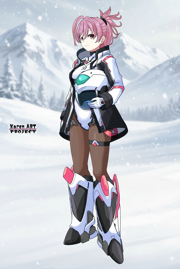 カレンちゃん+ダネルのパイロットスーツ【楽園追放 心のレゾナンス-05】 Helmet Version 斜め前 Diagonal front angle Karen is wearing Danel's PilotSuit【Expelled from Paradise: Resonance of the Heart-05】