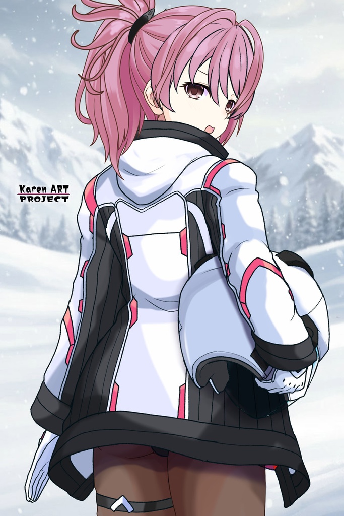 カレンちゃん+ダネルのパイロットスーツ【楽園追放 心のレゾナンス-06】 Helmet Version 背面 Back Angle Karen is wearing Danel's PilotSuit【Expelled from Paradise: Resonance of the Heart-06】