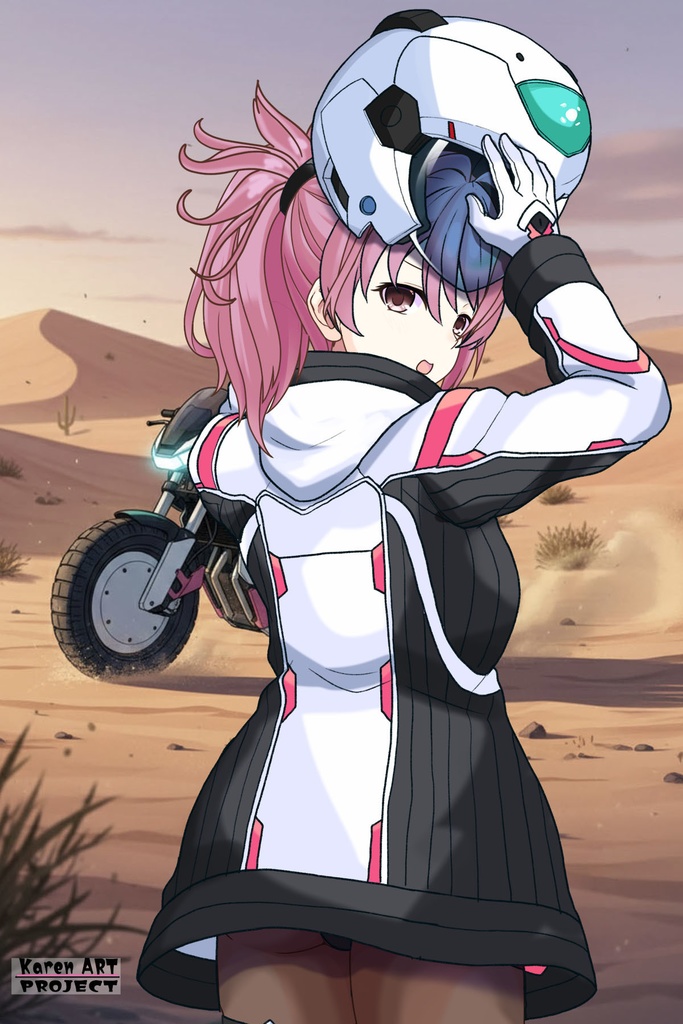 カレンちゃん+ダネルのパイロットスーツ【楽園追放 心のレゾナンス-06】 Helmet Version 背面 Back Angle Karen is wearing Danel's PilotSuit【Expelled from Paradise: Resonance of the Heart-06】