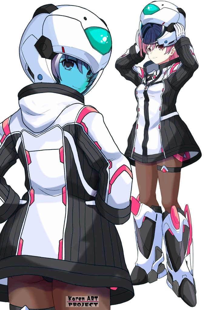 カレンちゃん+ダネルのパイロットスーツ【楽園追放 心のレゾナンス-06】 Helmet Version 背面 Back Angle Karen is wearing Danel's PilotSuit【Expelled from Paradise: Resonance of the Heart-06】