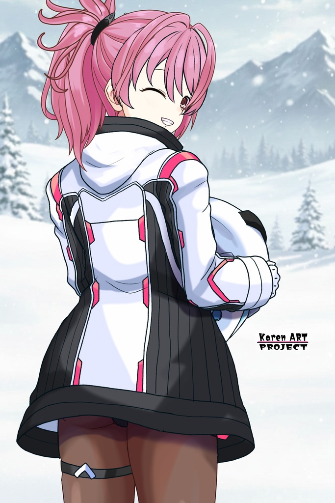 カレンちゃん+ダネルのパイロットスーツ【楽園追放 心のレゾナンス-06】 Helmet Version 背面 Back Angle Karen is wearing Danel's PilotSuit【Expelled from Paradise: Resonance of the Heart-06】