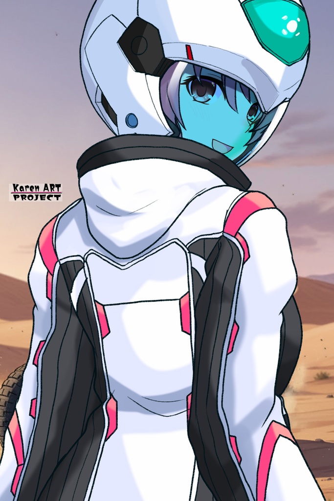 カレンちゃん+ダネルのパイロットスーツ【楽園追放 心のレゾナンス-06】 Helmet Version 背面 Back Angle Karen is wearing Danel's PilotSuit【Expelled from Paradise: Resonance of the Heart-06】