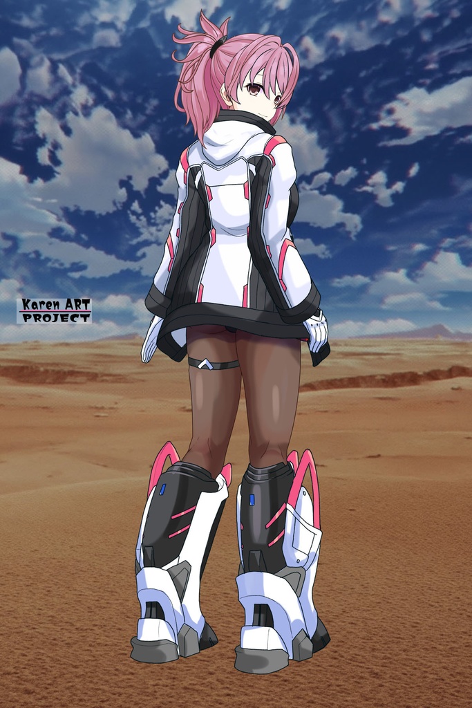 カレンちゃん+ダネルのパイロットスーツ【楽園追放 心のレゾナンス-06】 Helmet Version 背面 Back Angle Karen is wearing Danel's PilotSuit【Expelled from Paradise: Resonance of the Heart-06】