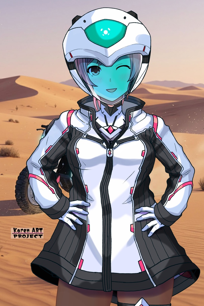 カレンちゃん+ダネルのパイロットスーツ【楽園追放 心のレゾナンス-07】 Helmet Version 正面Sポーズ Front S-POSE Karen is wearing Danel's PilotSuit【Expelled from Paradise: Resonance of the Heart-07】