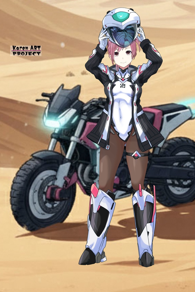 カレンちゃん+ダネルのパイロットスーツ【楽園追放 心のレゾナンス-07】 Helmet Version 正面Sポーズ Front S-POSE Karen is wearing Danel's PilotSuit【Expelled from Paradise: Resonance of the Heart-07】
