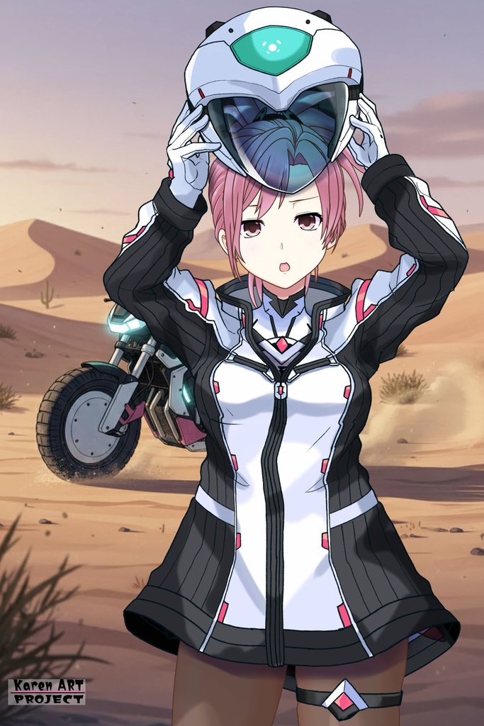 カレンちゃん+ダネルのパイロットスーツ【楽園追放 心のレゾナンス-07】 Helmet Version 正面Sポーズ Front S-POSE Karen is wearing Danel's PilotSuit【Expelled from Paradise: Resonance of the Heart-07】