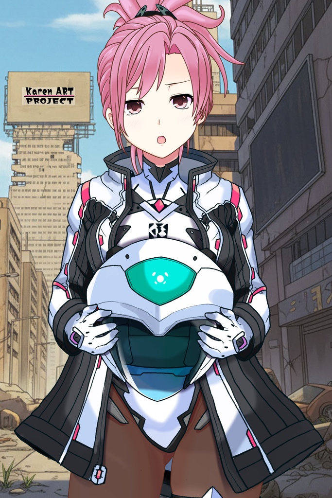 カレンちゃん+ダネルのパイロットスーツ【楽園追放 心のレゾナンス-07】 Helmet Version 正面Sポーズ Front S-POSE Karen is wearing Danel's PilotSuit【Expelled from Paradise: Resonance of the Heart-07】