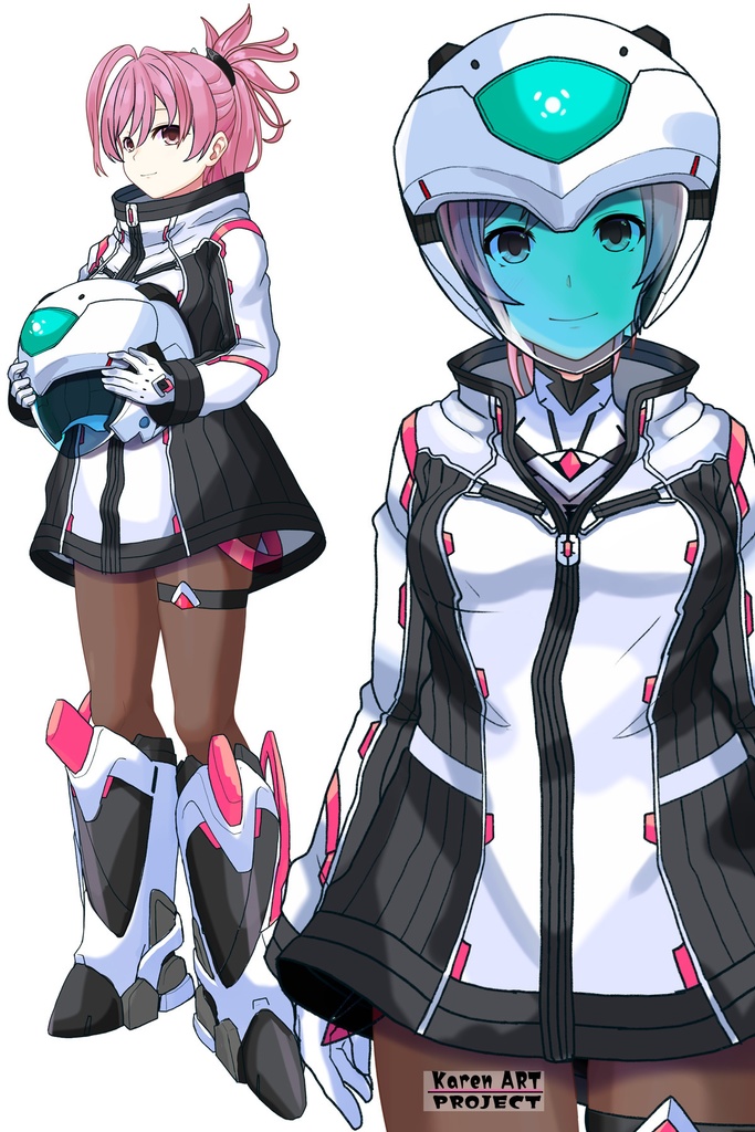 カレンちゃん+ダネルのパイロットスーツ【楽園追放 心のレゾナンス-07】 Helmet Version 正面Sポーズ Front S-POSE Karen is wearing Danel's PilotSuit【Expelled from Paradise: Resonance of the Heart-07】