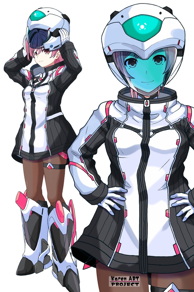 カレンちゃん+ダネルのパイロットスーツ【楽園追放 心のレゾナンス-07】 Helmet Version 正面Sポーズ Front S-POSE Karen is wearing Danel's PilotSuit【Expelled from Paradise: Resonance of the Heart-07】
