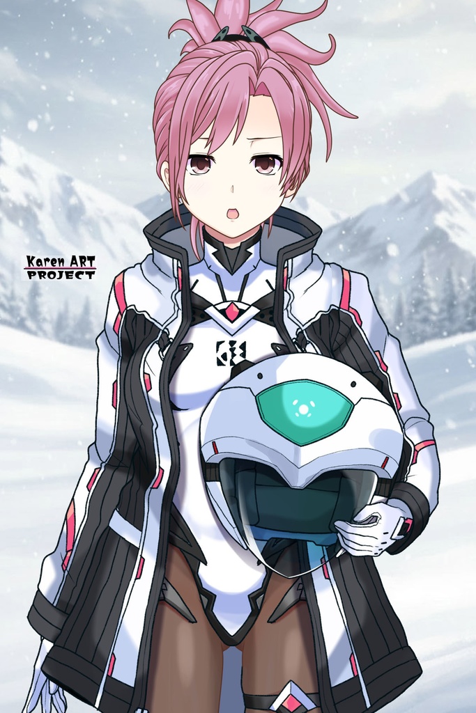 カレンちゃん+ダネルのパイロットスーツ【楽園追放 心のレゾナンス-08】 Helmet Version 正面 Front Angle Karen is wearing Danel's PilotSuit【Expelled from Paradise: Resonance of the Heart-08】