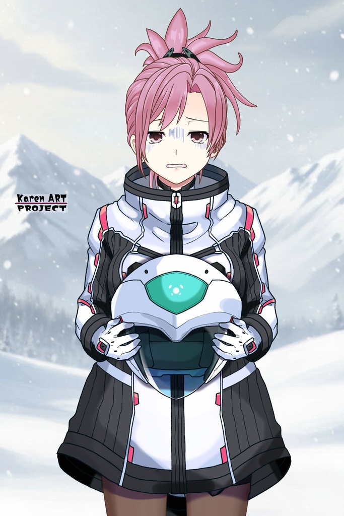 カレンちゃん+ダネルのパイロットスーツ【楽園追放 心のレゾナンス-08】 Helmet Version 正面 Front Angle Karen is wearing Danel's PilotSuit【Expelled from Paradise: Resonance of the Heart-08】