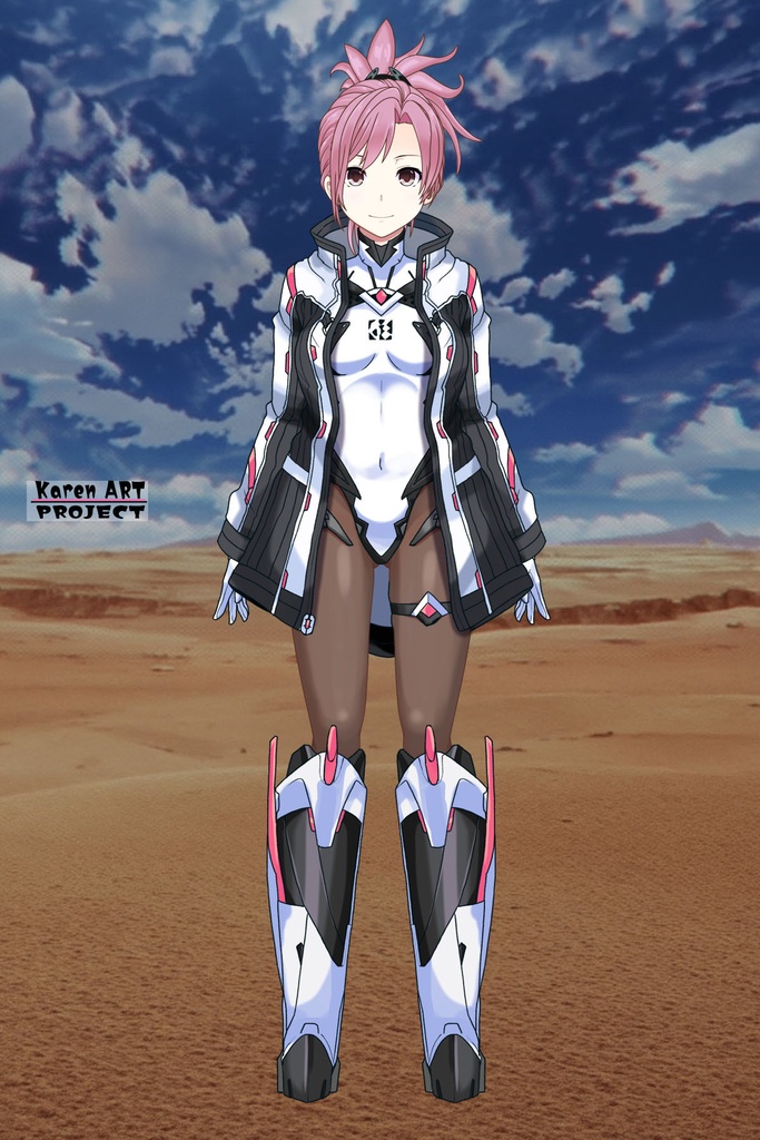 カレンちゃん+ダネルのパイロットスーツ【楽園追放 心のレゾナンス-08】 Helmet Version 正面 Front Angle Karen is wearing Danel's PilotSuit【Expelled from Paradise: Resonance of the Heart-08】