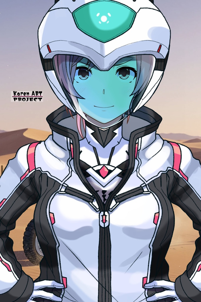 カレンちゃん+ダネルのパイロットスーツ【楽園追放 心のレゾナンス-08】 Helmet Version 正面 Front Angle Karen is wearing Danel's PilotSuit【Expelled from Paradise: Resonance of the Heart-08】