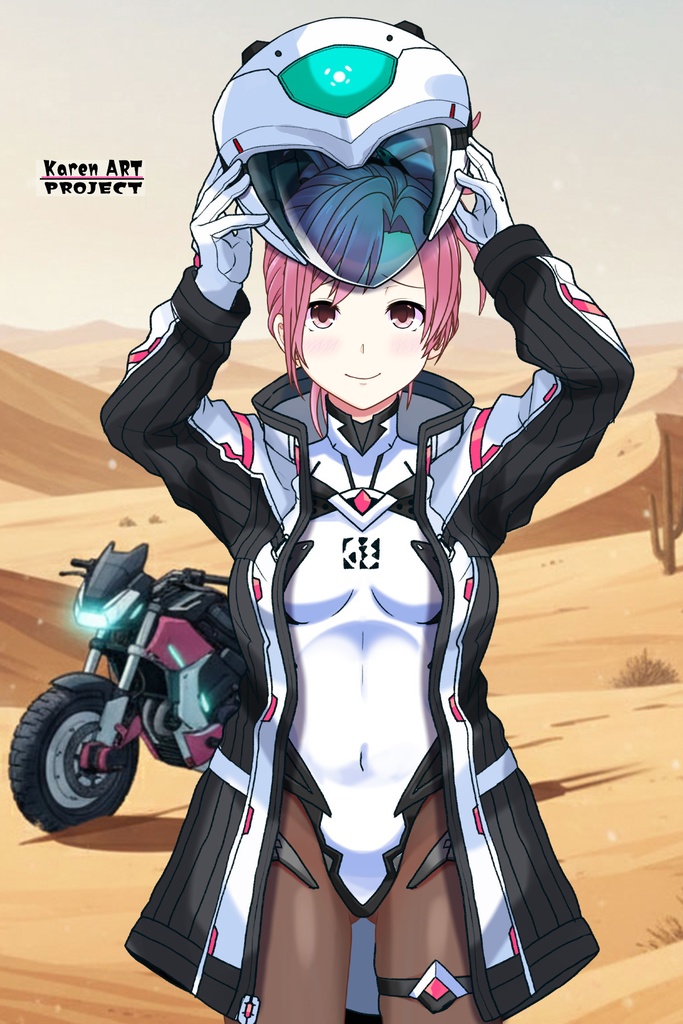 カレンちゃん+ダネルのパイロットスーツ【楽園追放 心のレゾナンス-08】 Helmet Version 正面 Front Angle Karen is wearing Danel's PilotSuit【Expelled from Paradise: Resonance of the Heart-08】