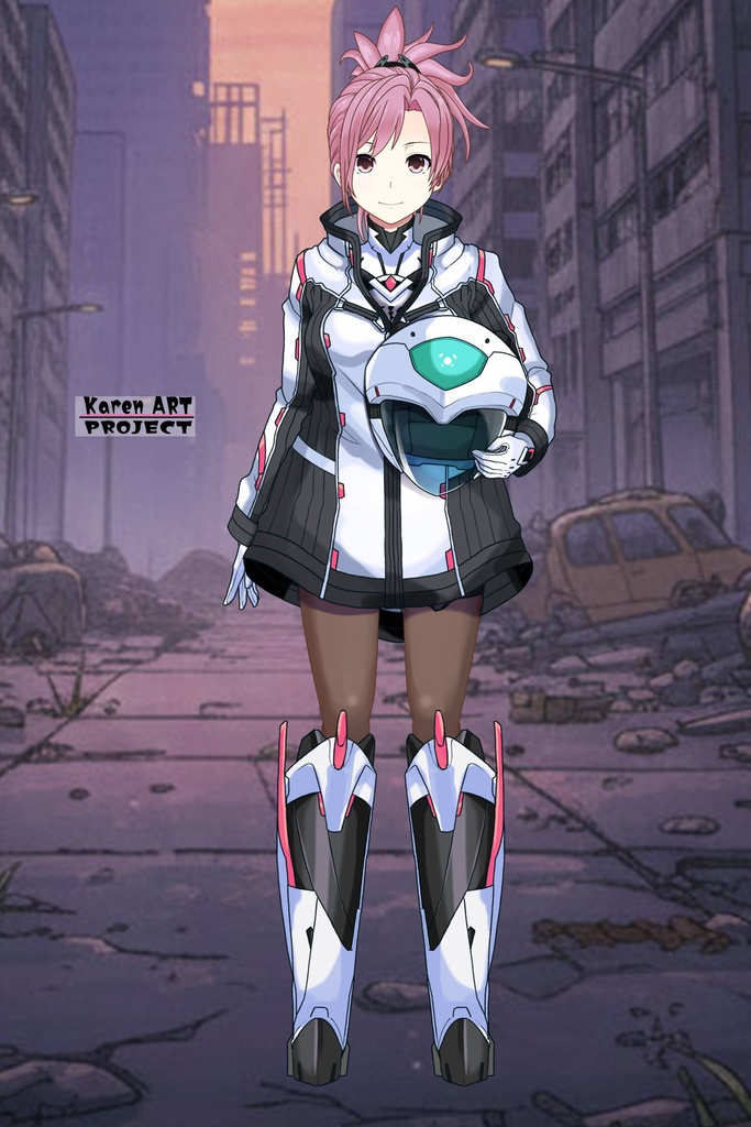 カレンちゃん+ダネルのパイロットスーツ【楽園追放 心のレゾナンス-08】 Helmet Version 正面 Front Angle Karen is wearing Danel's PilotSuit【Expelled from Paradise: Resonance of the Heart-08】