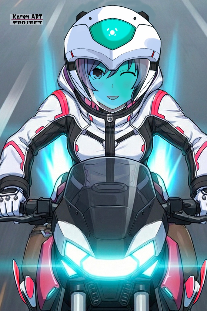 カレンちゃん+ダネルのパイロットスーツ【楽園追放 心のレゾナンス-08】 Helmet Version 正面 Front Angle Karen is wearing Danel's PilotSuit【Expelled from Paradise: Resonance of the Heart-08】