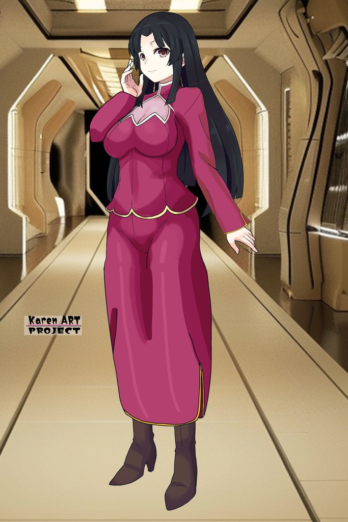 カレンちゃん+王留美の衣装【機動戦士ガンダム00=Season2-01】 Karen is wearing Wang Liu Mei's Unifrom【Mobile Suit Gundam 00=Season2-01】