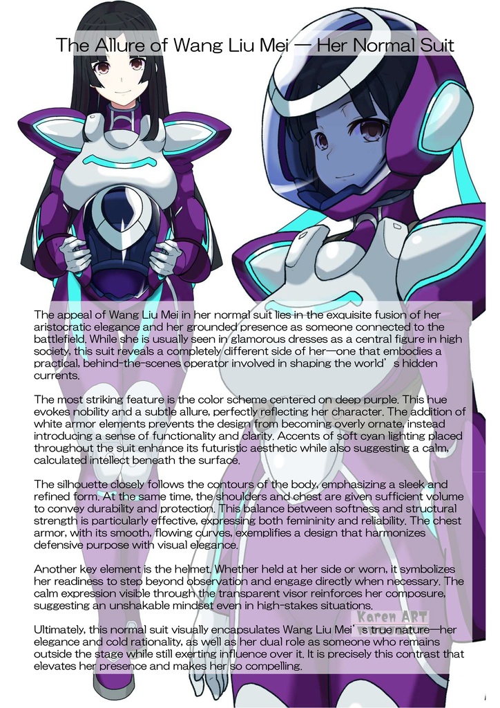 カレンちゃん+王留美のノーマルスーツ【機動戦士ガンダム00=Season2-02】 斜め前アングル Diagonal front angle Karen is wearing Wang Liu Mei's Normal Suit【Mobile Suit Gundam 00=Season2-02】