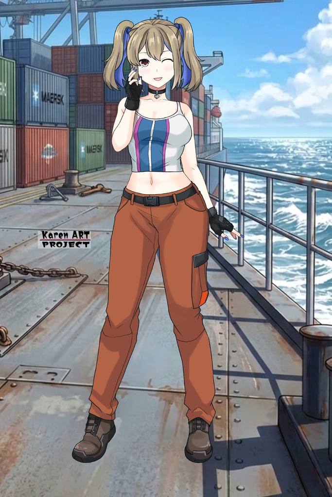 カレンちゃん+ハーラ・モーリーの作業服【機動戦士ガンダム 閃光のハサウェイ-01】 Karen is wearing HALA・MORLEY's Work Clothes【Mobile Suit Gundam: Hathaway's Flash-01】