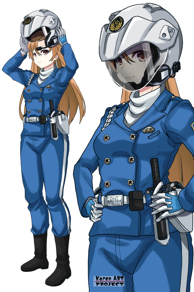 カレンちゃん+萩原千速のライダースーツ【名探偵コナン ハイウェイの堕天使-01】 斜め前アングル Diagonal front angle Karen is wearing Chihaya Hagiwara's Motorcycle suit【Detective Conan: Fallen Angel Of The Highway-01】