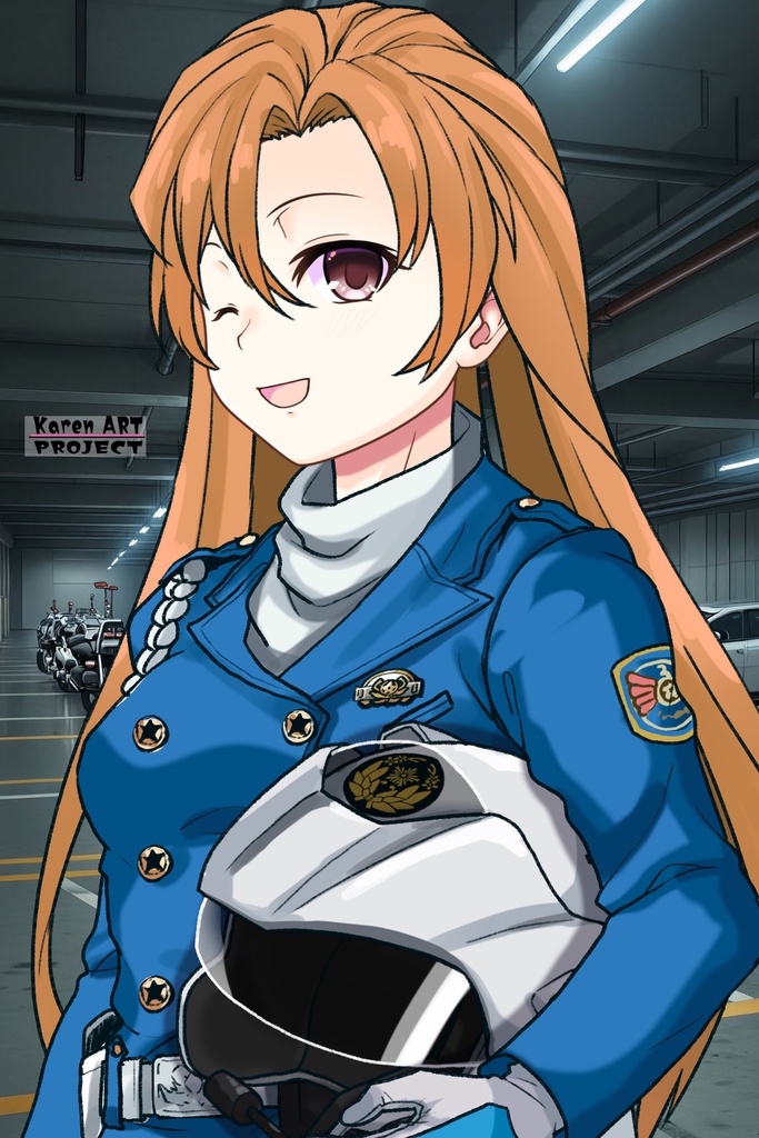 カレンちゃん+萩原千速のライダースーツ【名探偵コナン ハイウェイの堕天使-01】 斜め前アングル Diagonal front angle Karen is wearing Chihaya Hagiwara's Motorcycle suit【Detective Conan: Fallen Angel Of The Highway-01】