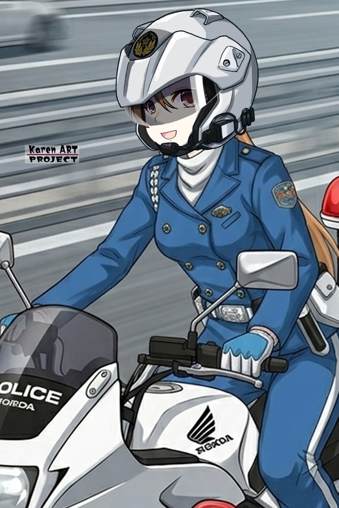 カレンちゃん+萩原千速のライダースーツ【名探偵コナン ハイウェイの堕天使-01】 斜め前アングル Diagonal front angle Karen is wearing Chihaya Hagiwara's Motorcycle suit【Detective Conan: Fallen Angel Of The Highway-01】