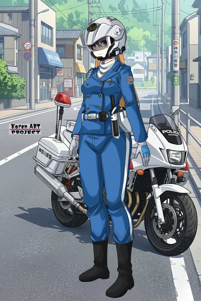 カレンちゃん+萩原千速のライダースーツ【名探偵コナン ハイウェイの堕天使-01】 斜め前アングル Diagonal front angle Karen is wearing Chihaya Hagiwara's Motorcycle suit【Detective Conan: Fallen Angel Of The Highway-01】