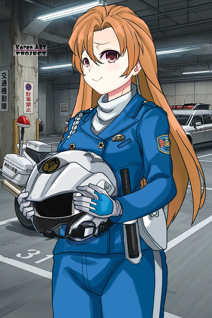 カレンちゃん+萩原千速のライダースーツ【名探偵コナン ハイウェイの堕天使-01】 斜め前アングル Diagonal front angle Karen is wearing Chihaya Hagiwara's Motorcycle suit【Detective Conan: Fallen Angel Of The Highway-01】