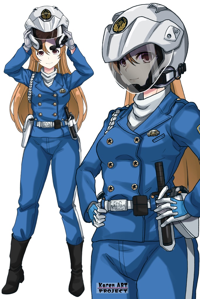 カレンちゃん+萩原千速のライダースーツ【名探偵コナン ハイウェイの堕天使-01】 斜め前アングル Diagonal front angle Karen is wearing Chihaya Hagiwara's Motorcycle suit【Detective Conan: Fallen Angel Of The Highway-01】