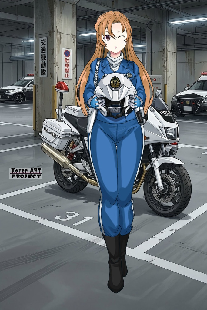 カレンちゃん+萩原千速のライダースーツ【名探偵コナン ハイウェイの堕天使-03】 正面Sポーズ Front S-POSE Karen is wearing Chihaya Hagiwara's Motorcycle suit【Detective Conan: Fallen Angel Of The Highway-03】