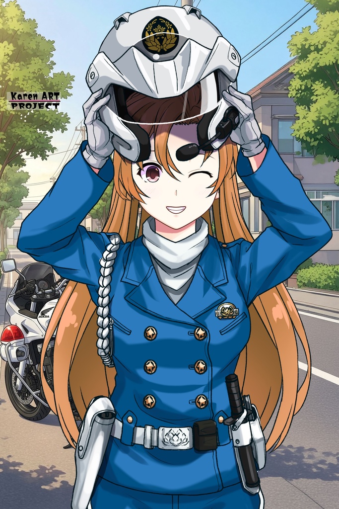 カレンちゃん+萩原千速のライダースーツ【名探偵コナン ハイウェイの堕天使-04】 正面 Front Angle Karen is wearing Chihaya Hagiwara's Motorcycle suit【Detective Conan: Fallen Angel Of The Highway-04】