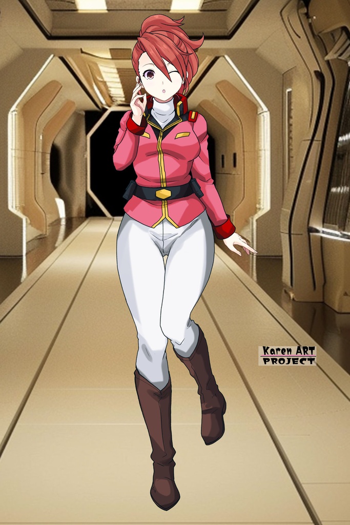 カレンちゃん+ビアンカ・カーライルの連邦軍制服【機動戦士ガンダム サンダーボルト-01】 Karen is wearing Bianca Carlyle's Formal Costume【Mobile Suit Gundam Thunderbolt-01】