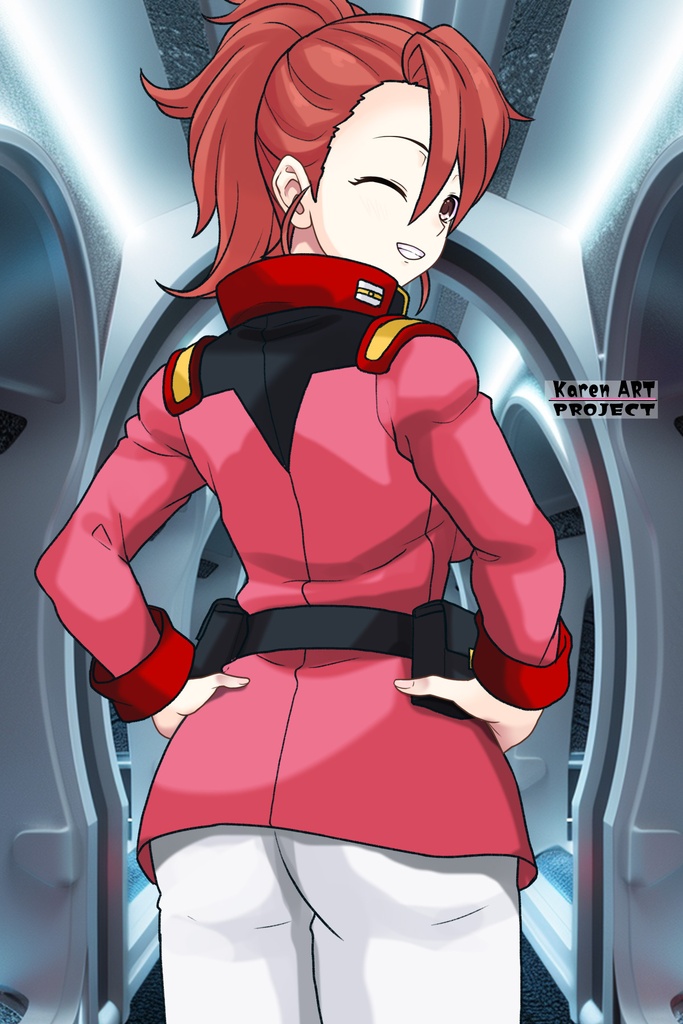 カレンちゃん+ビアンカ・カーライルの連邦軍制服【機動戦士ガンダム サンダーボルト-01】 Karen is wearing Bianca Carlyle's Formal Costume【Mobile Suit Gundam Thunderbolt-01】