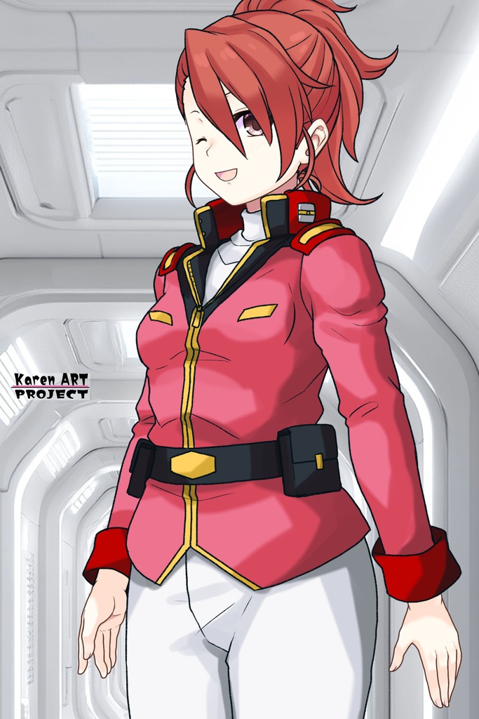 カレンちゃん+ビアンカ・カーライルの連邦軍制服【機動戦士ガンダム サンダーボルト-01】 Karen is wearing Bianca Carlyle's Formal Costume【Mobile Suit Gundam Thunderbolt-01】