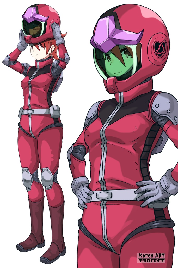 カレンちゃん+ビアンカ・カーライルのノーマルスーツ【機動戦士ガンダム サンダーボルト-02】 斜め前アングル Diagonal front angle Karen is wearing Bianca Carlyle's Normal Suit【Mobile Suit Gundam Thunderbolt-02】