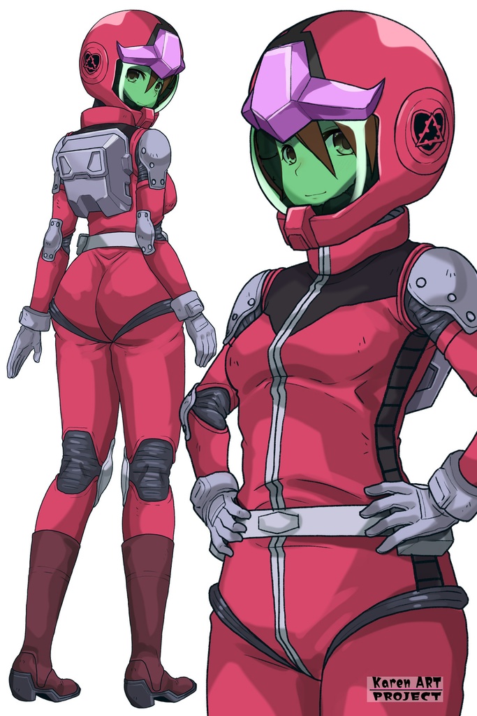 カレンちゃん+ビアンカ・カーライルのノーマルスーツ【機動戦士ガンダム サンダーボルト-02】 斜め前アングル Diagonal front angle Karen is wearing Bianca Carlyle's Normal Suit【Mobile Suit Gundam Thunderbolt-02】