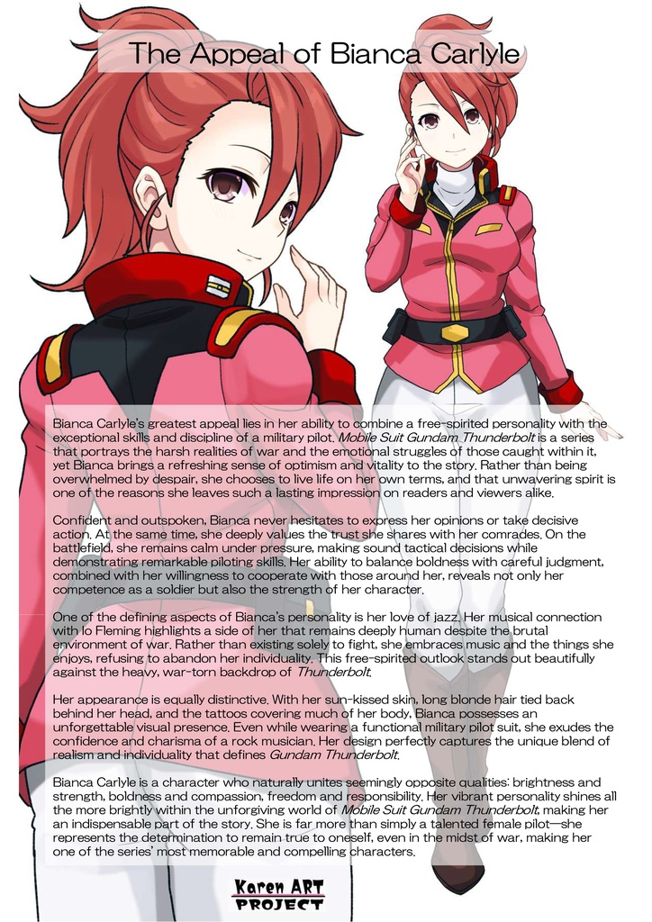 カレンちゃん+ビアンカ・カーライルのノーマルスーツ【機動戦士ガンダム サンダーボルト-02】 斜め前アングル Diagonal front angle Karen is wearing Bianca Carlyle's Normal Suit【Mobile Suit Gundam Thunderbolt-02】