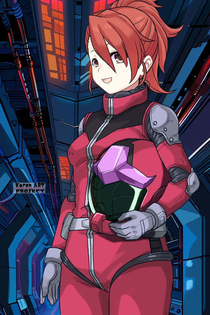 カレンちゃん+ビアンカ・カーライルのノーマルスーツ【機動戦士ガンダム サンダーボルト-02】 斜め前アングル Diagonal front angle Karen is wearing Bianca Carlyle's Normal Suit【Mobile Suit Gundam Thunderbolt-02】