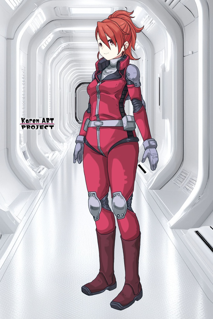 カレンちゃん+ビアンカ・カーライルのノーマルスーツ【機動戦士ガンダム サンダーボルト-02】 斜め前アングル Diagonal front angle Karen is wearing Bianca Carlyle's Normal Suit【Mobile Suit Gundam Thunderbolt-02】