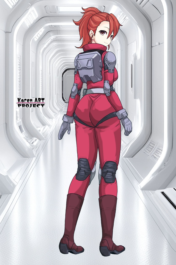カレンちゃん+ビアンカ・カーライルのノーマルスーツ【機動戦士ガンダム サンダーボルト-03】 背面 Back Angle Karen is wearing Bianca Carlyle's Normal Suit【Mobile Suit Gundam Thunderbolt-03】