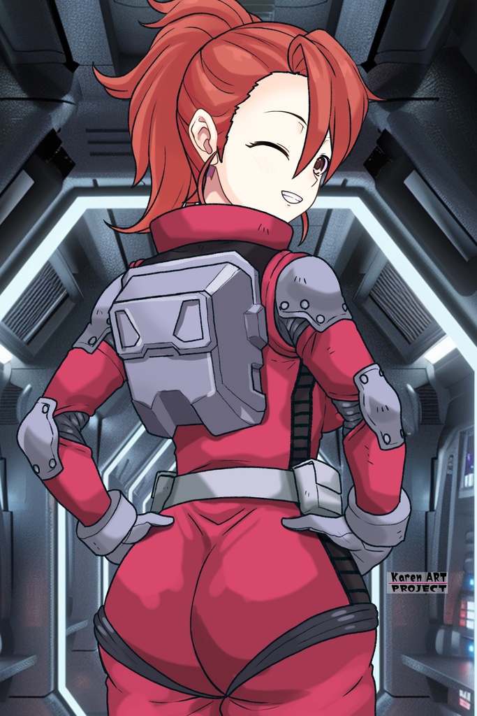 カレンちゃん+ビアンカ・カーライルのノーマルスーツ【機動戦士ガンダム サンダーボルト-03】 背面 Back Angle Karen is wearing Bianca Carlyle's Normal Suit【Mobile Suit Gundam Thunderbolt-03】