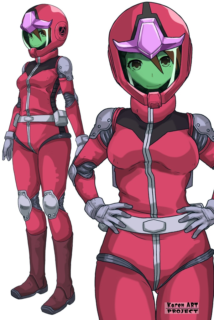 カレンちゃん+ビアンカ・カーライルのノーマルスーツ【機動戦士ガンダム サンダーボルト-04】 正面Sポーズ Front S-POSE Karen is wearing Bianca Carlyle's Normal Suit【Mobile Suit Gundam Thunderbolt-04】