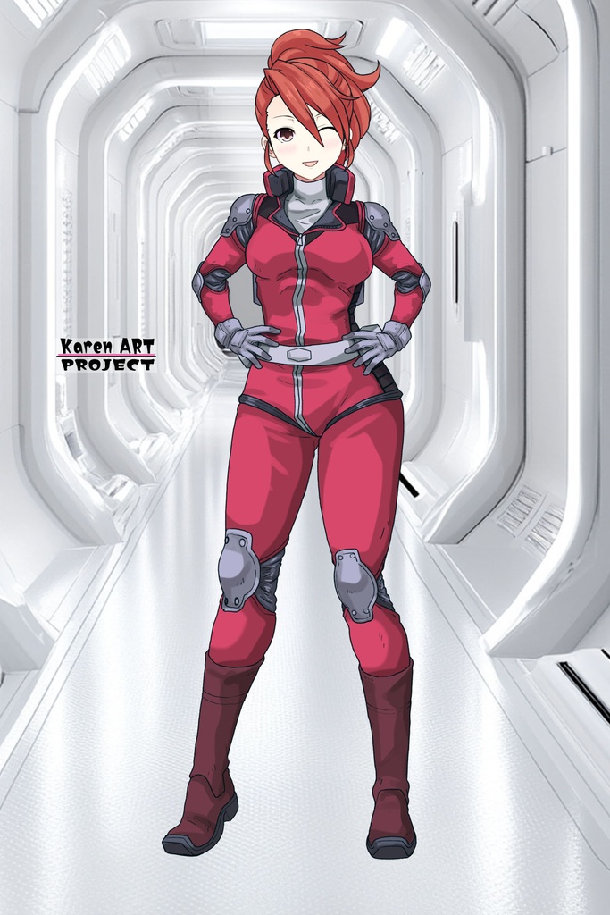 カレンちゃん+ビアンカ・カーライルのノーマルスーツ【機動戦士ガンダム サンダーボルト-04】 正面Sポーズ Front S-POSE Karen is wearing Bianca Carlyle's Normal Suit【Mobile Suit Gundam Thunderbolt-04】