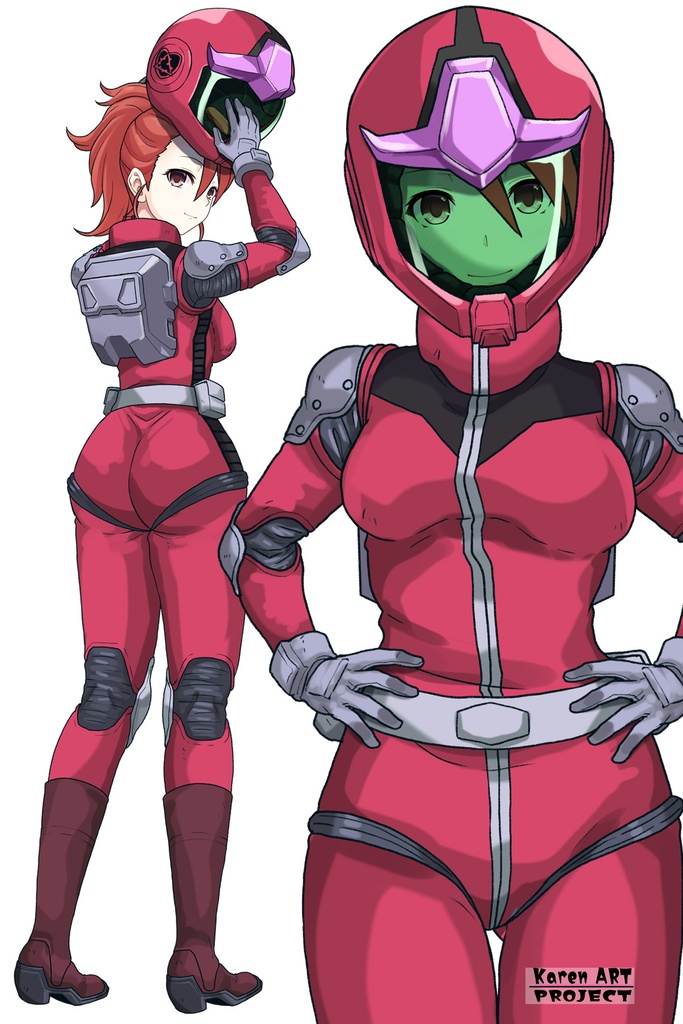 カレンちゃん+ビアンカ・カーライルのノーマルスーツ【機動戦士ガンダム サンダーボルト-04】 正面Sポーズ Front S-POSE Karen is wearing Bianca Carlyle's Normal Suit【Mobile Suit Gundam Thunderbolt-04】