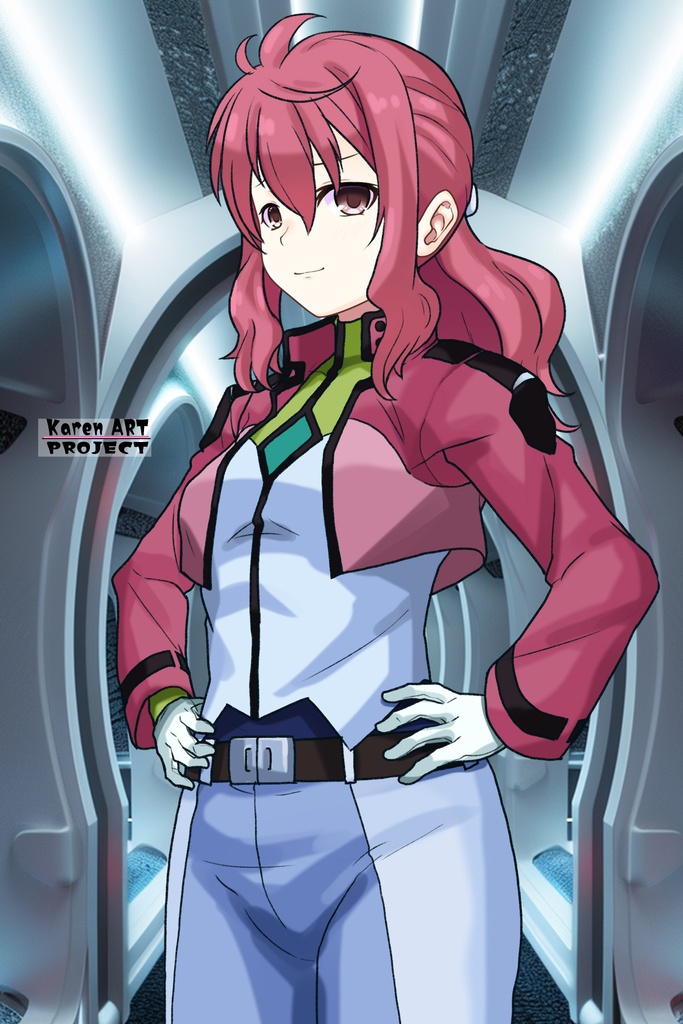 カレンちゃん+フェルト・グレイスの制服【機動戦士ガンダム00-01】 Karen is wearing Feldt Grace's Formal Costume【Mobile Suit Gundam 00-01】
