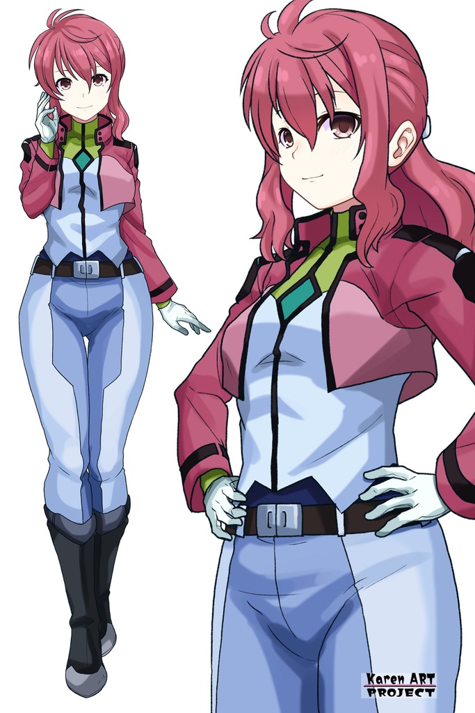 カレンちゃん+フェルト・グレイスの制服【機動戦士ガンダム00-01】 Karen is wearing Feldt Grace's Formal Costume【Mobile Suit Gundam 00-01】