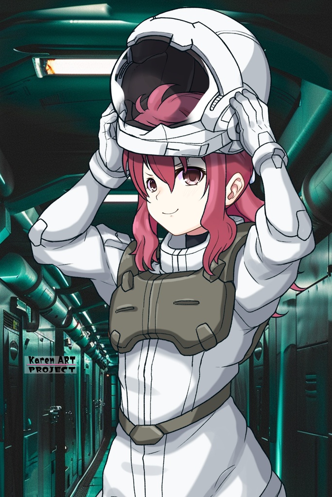 カレンちゃん+フェルト・グレイスのノーマルスーツ【機動戦士ガンダム00-02】 斜め前アングル Diagonal front angle Karen is wearing Feldt Grace's Normal Suit【Mobile Suit Gundam 00-02】