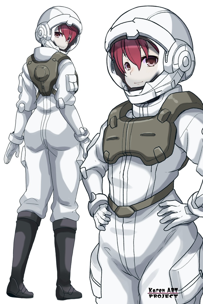カレンちゃん+フェルト・グレイスのノーマルスーツ【機動戦士ガンダム00-02】 斜め前アングル Diagonal front angle Karen is wearing Feldt Grace's Normal Suit【Mobile Suit Gundam 00-02】