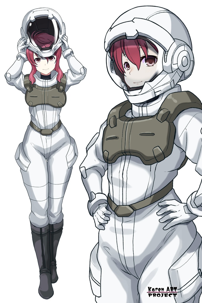 カレンちゃん+フェルト・グレイスのノーマルスーツ【機動戦士ガンダム00-02】 斜め前アングル Diagonal front angle Karen is wearing Feldt Grace's Normal Suit【Mobile Suit Gundam 00-02】